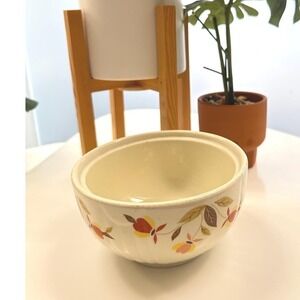 Ceramic‎ Bowl Floral 70s Vintage Cream Earthenware with Retro Red Yellow Flowers